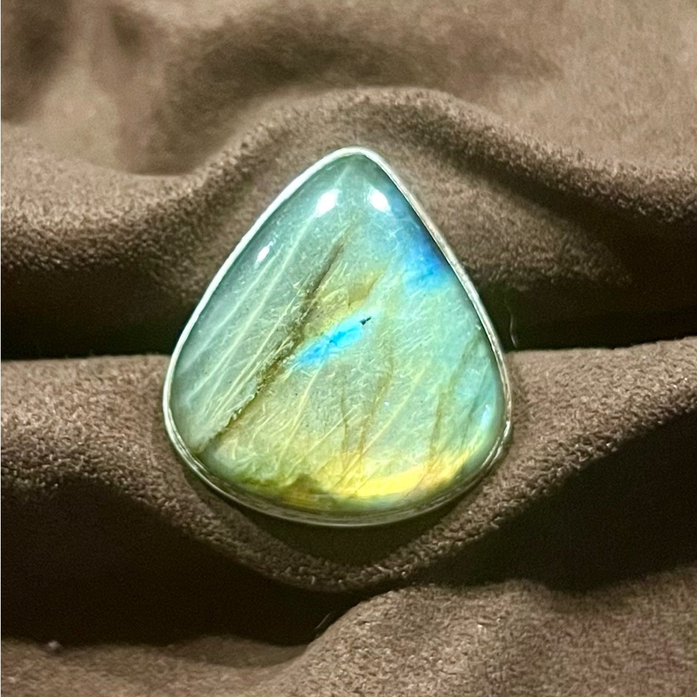 Blue And Silver Labradorite Statement Ring - image 1